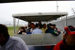On the tram on the SuperStretch at Daytona International Speedway.